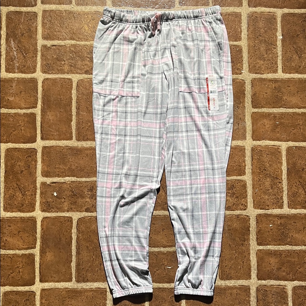 Women’s Gray and Pink Plaid Sleep/Lounge Pants-Jogger Style